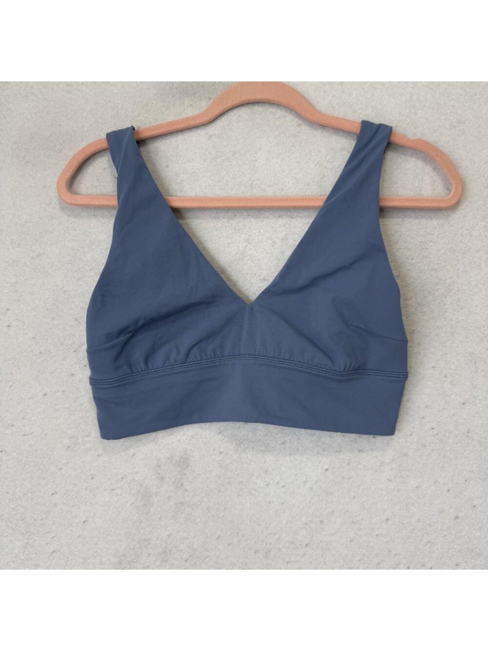 Lululemon Sports Bra Womens 10 Blue Longline V Neck Wide Strap Yoga Top LW2DP0S